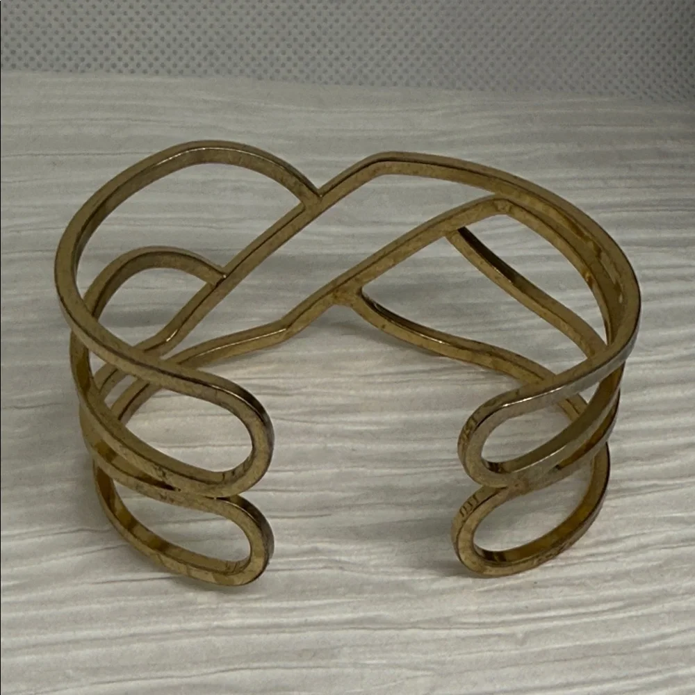 Small semi flexible GoldTone Women's Cuff geometric open statement cuff bracelet